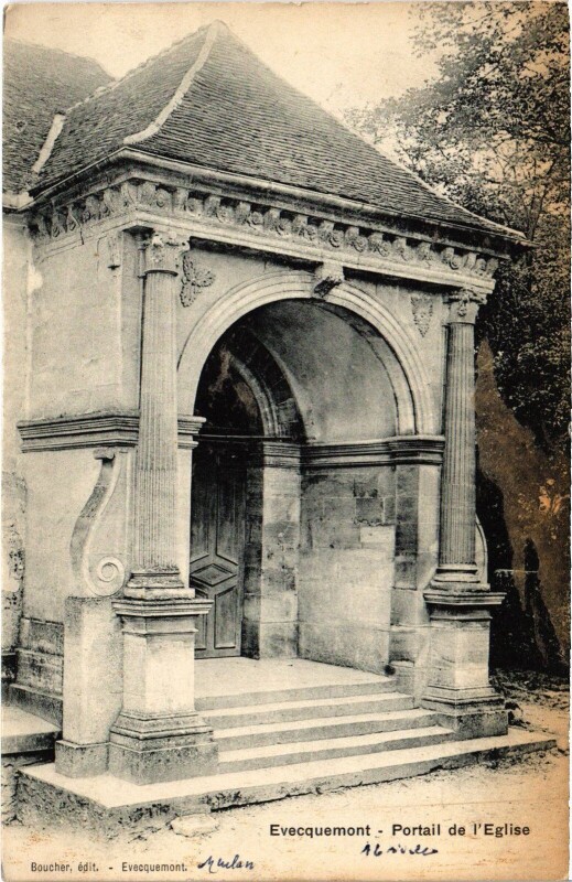 Carte postale ancienne Evecquemont Portail de l'Eglise
