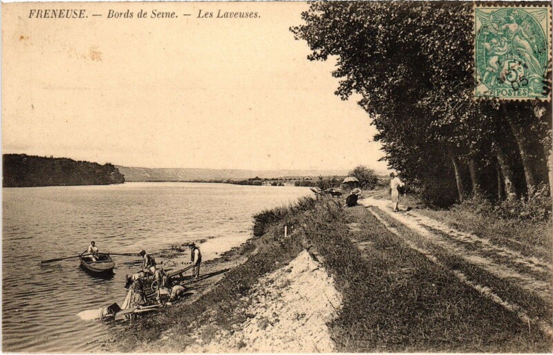 Carte postale ancienne Freneuse Bords de Seine - Les Laveuses à Freneuse