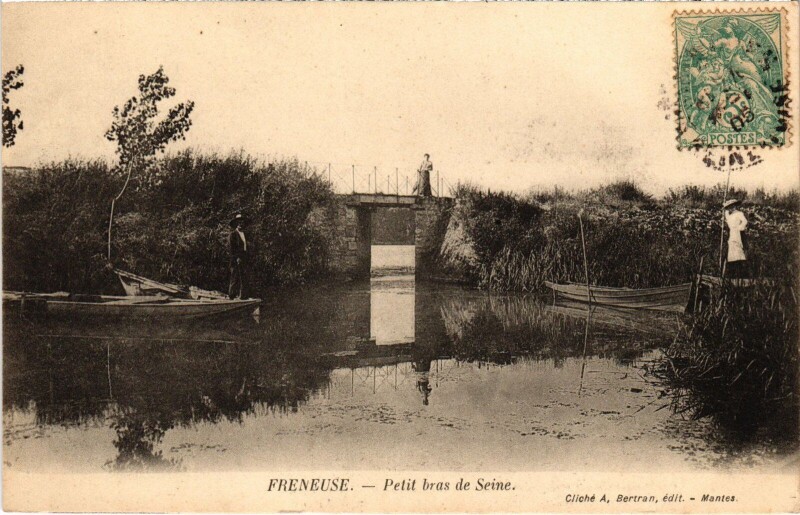 Carte postale ancienne Freneuse Petit Bras de la Seine à Freneuse