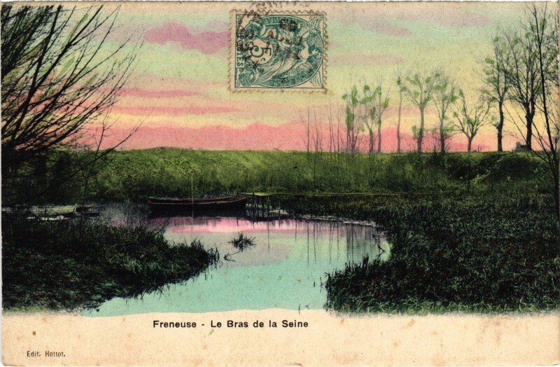 Carte postale ancienne Freneuse Bras de Seine à Freneuse