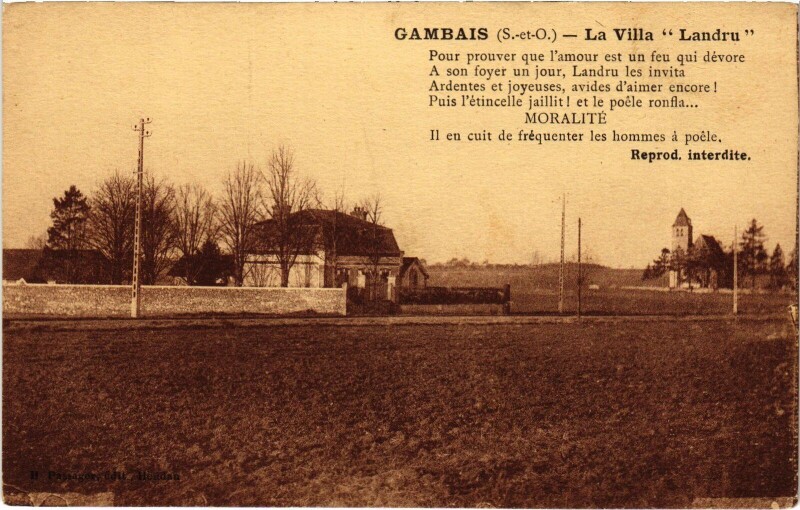 Carte postale ancienne Gambais La Villa Landru à Gambais