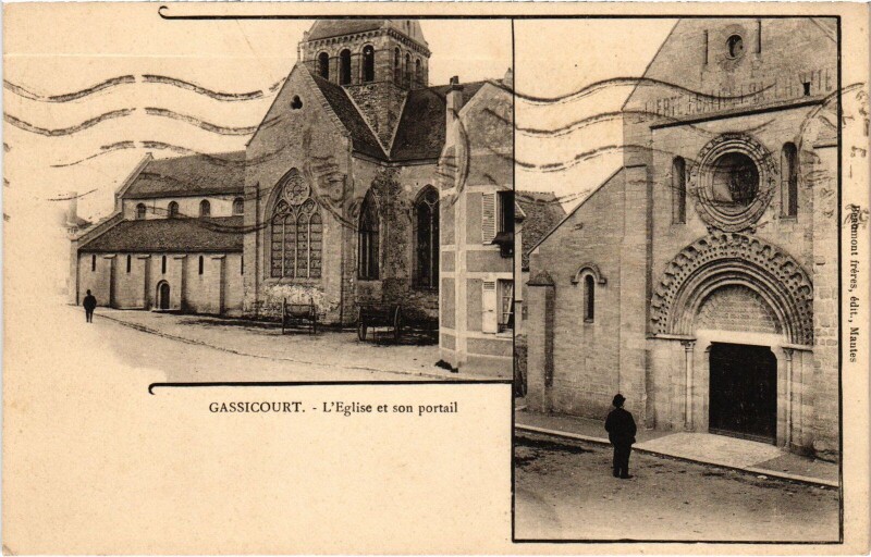 Carte postale ancienne Gassicourt L'Eglise et son Portail