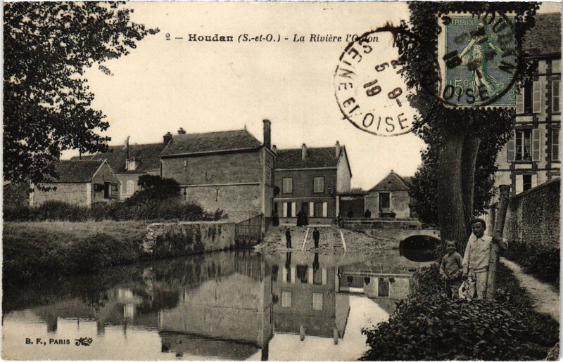 Carte postale ancienne Houdan La Riviere l'Opton à Houdan