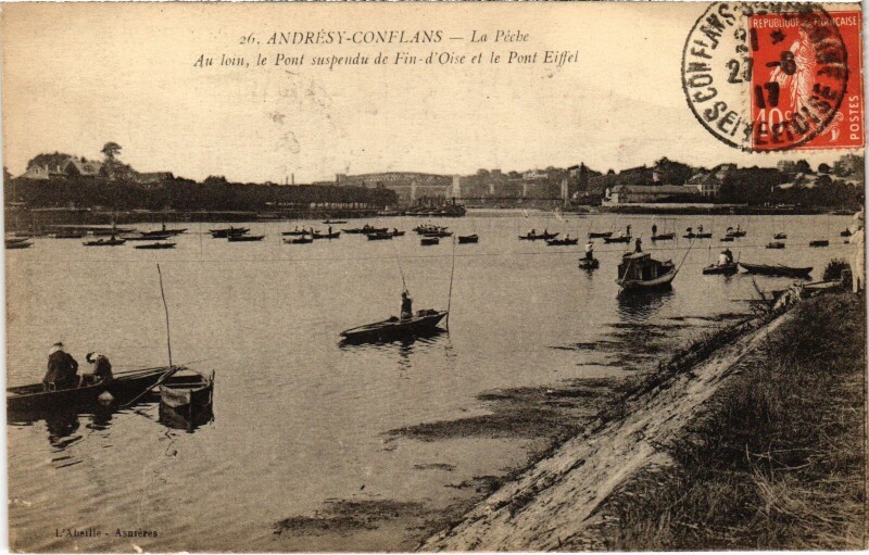 Carte postale ancienne Andresy Conflans-Sainte-Honorine - La Peche à Conflans-Sainte-Honorine