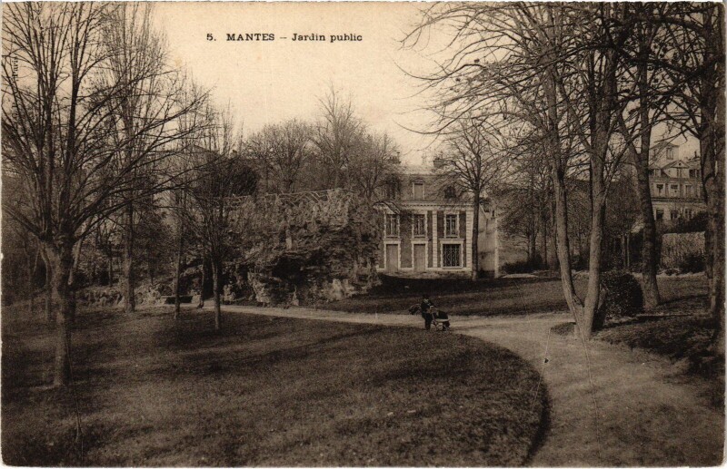 Carte postale ancienne Mantes-la-Jolie Jardin Public à Mantes-la-Jolie