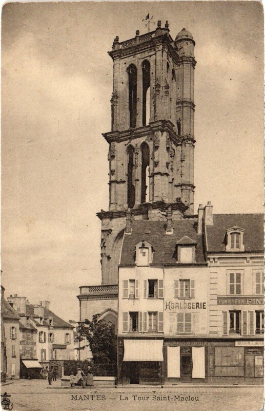 Carte postale ancienne Mantes-la-Jolie Tour Saint-Maclou à Mantes-la-Jolie