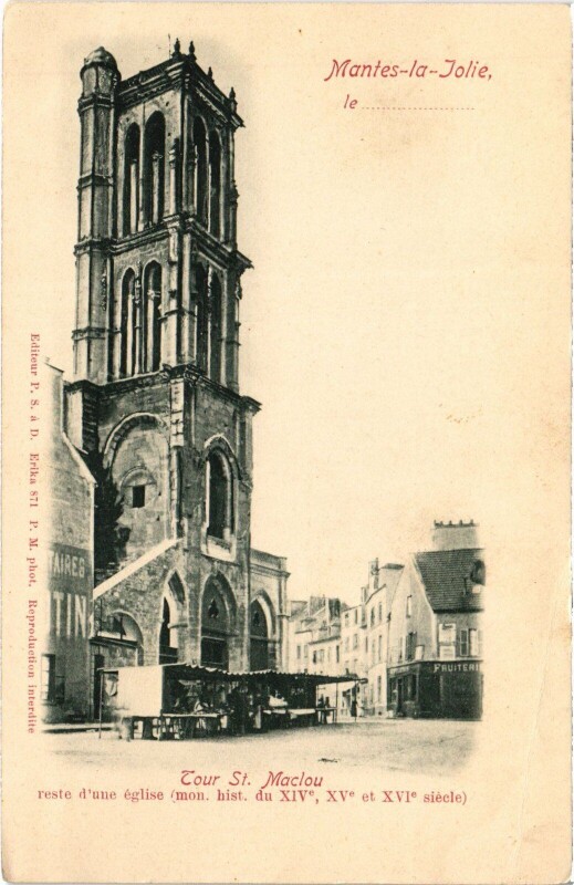 Carte postale ancienne Mantes-la-Jolie Tour Saint-Maclou à Mantes-la-Jolie