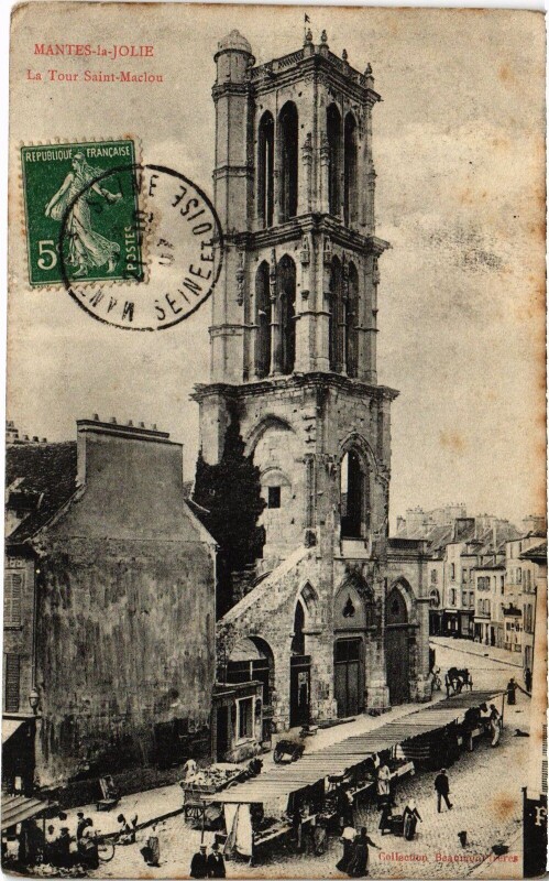 Carte postale ancienne Mantes-la-Jolie Tour Saint-Maclou à Mantes-la-Jolie