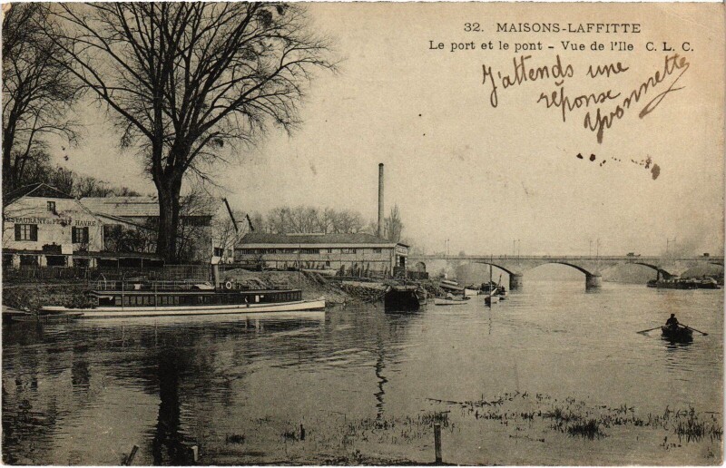 Carte postale ancienne Maisons-Laffitte Port et Pont à Maisons-Laffitte