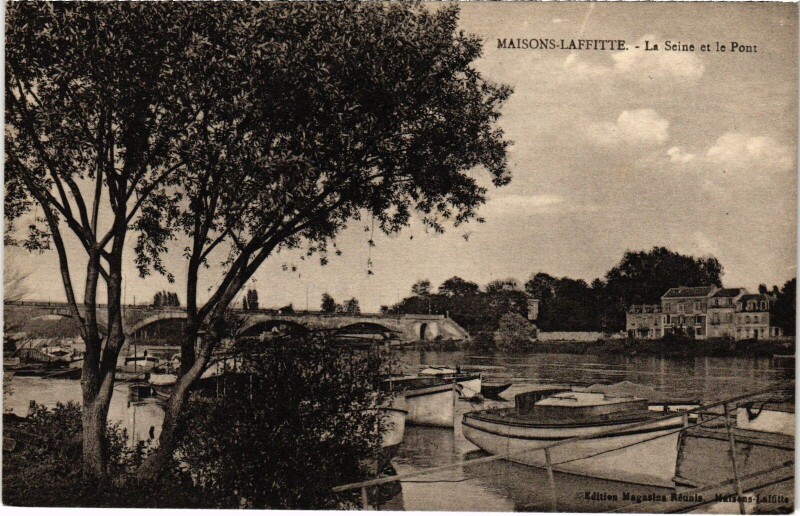 Carte postale ancienne Maisons-Laffitte La Seine et le Pont à Maisons-Laffitte