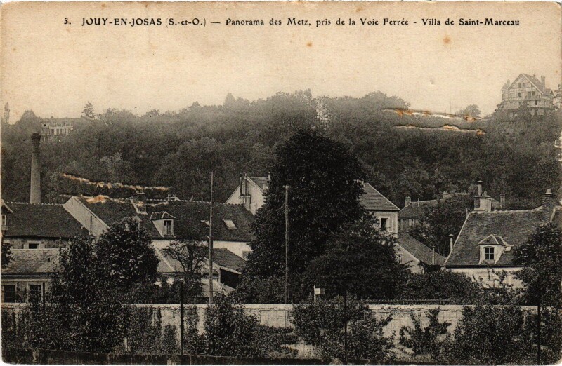 Carte postale ancienne Jouy-en-Josas Panorama des Metz pris de la Voie Ferree à Jouy-en-Josas