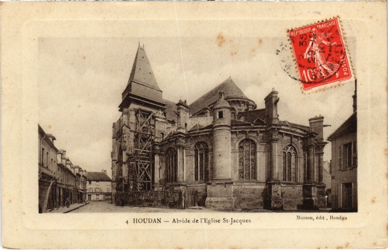 Carte postale ancienne Houdan Abside de l'Eglise Saint-Jacques à Houdan