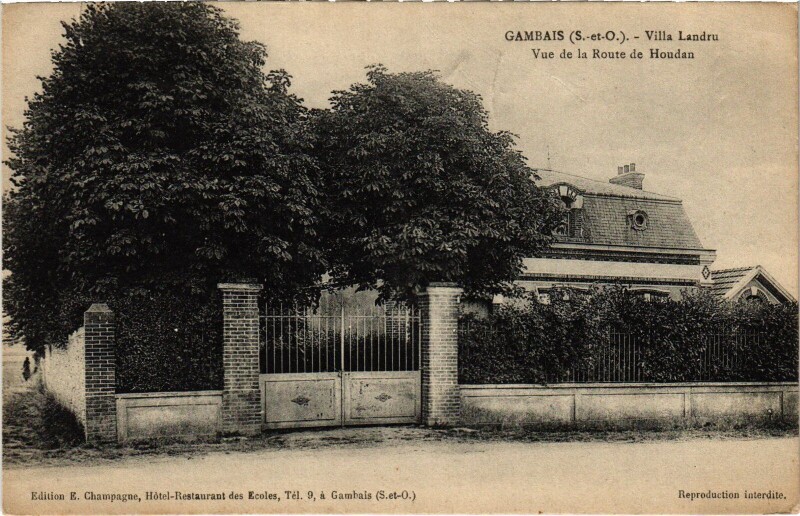 Carte postale ancienne Gambais Villa Landru - Vue de la Route de Houdan à Gambais