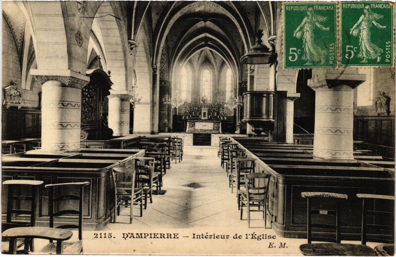 Carte postale ancienne Dampierre Interieur de l'Eglise