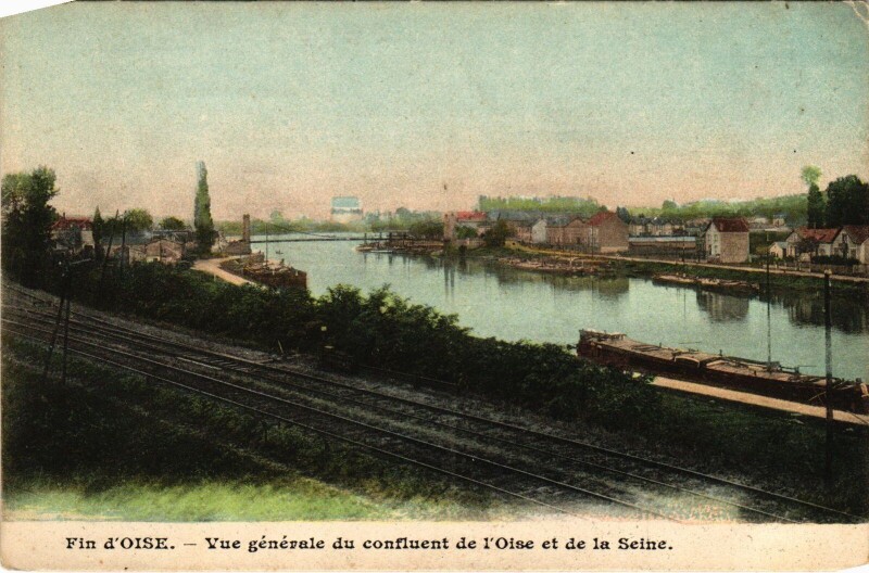 Carte postale ancienne Fin-d'Oise - Vue Generale du Confluent de l'Oise et de la Seine