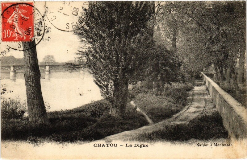 Carte postale ancienne Chatou La Digue à Chatou