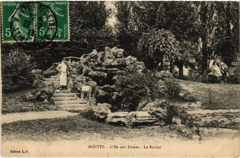 Carte postale ancienne Mantes-la-Jolie Ile aux Dames à Mantes-la-Jolie