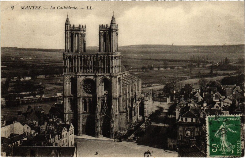 Carte postale ancienne Mantes-la-Jolie Cathedrale à Mantes-la-Jolie