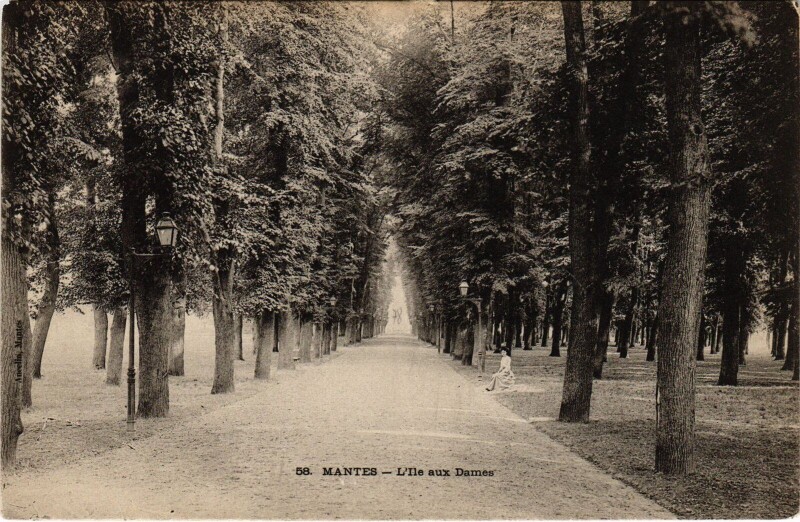 Carte postale ancienne Mantes-la-Jolie Ile aux Dames à Mantes-la-Jolie