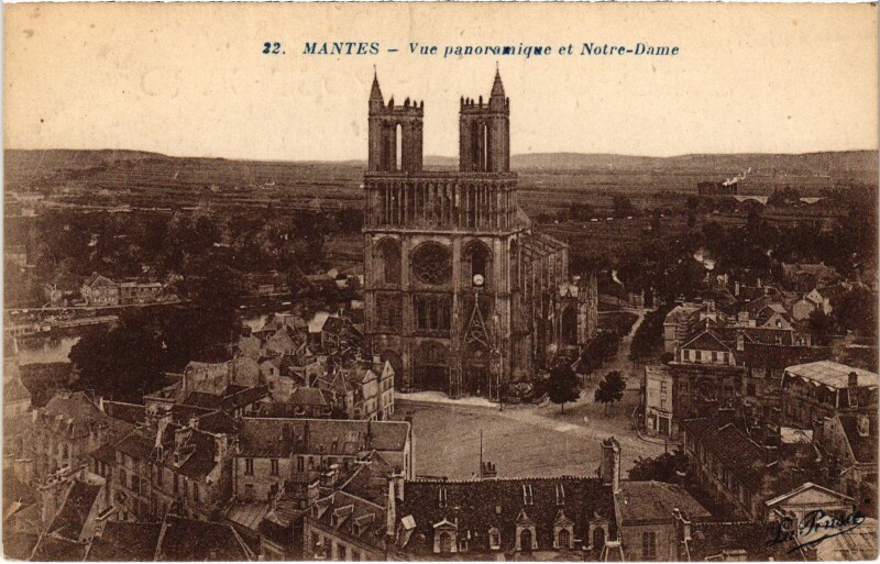Carte postale ancienne Mantes-la-Jolie Vue Panoramique à Mantes-la-Jolie