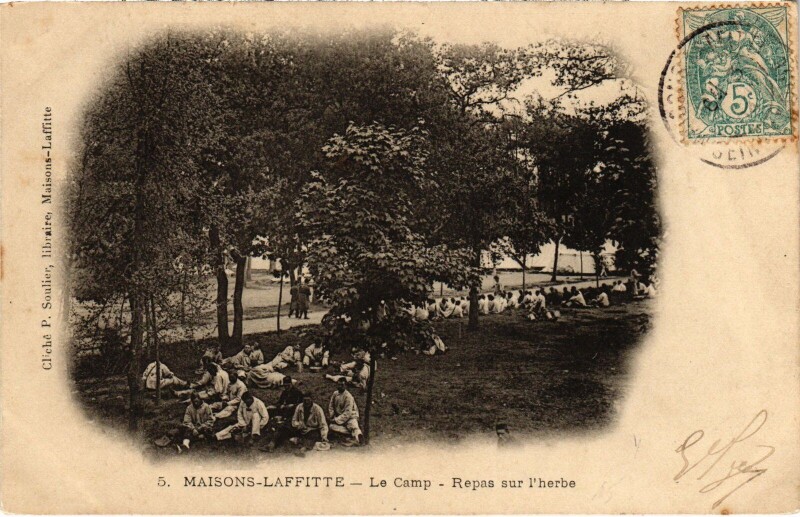 Carte postale ancienne Maisons-Laffitte Camp - Repas sur l'Herbe à Maisons-Laffitte