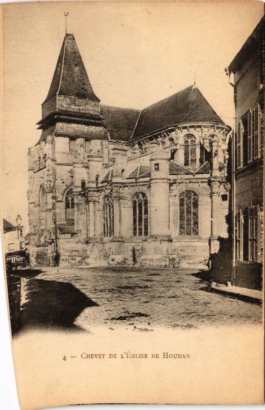 Carte postale ancienne Houdan Chevet de l'Eglise à Houdan