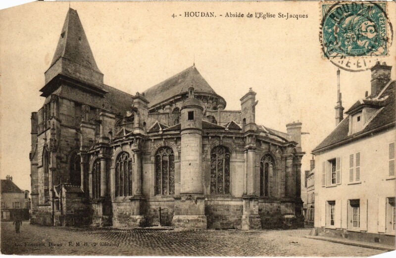 Carte postale ancienne Houdan Abside de l'Eglise Saint-Jacques à Houdan