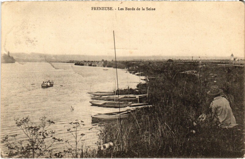 Carte postale ancienne Freneuse Les Bords de la Seine à Freneuse