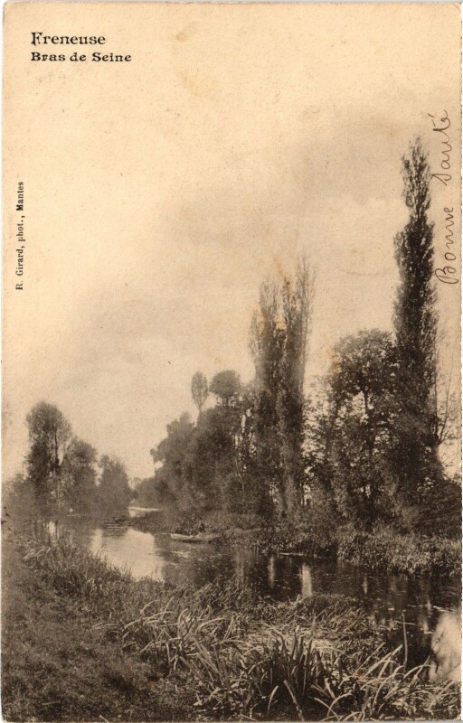 Carte postale ancienne Freneuse Bras de Seine à Freneuse