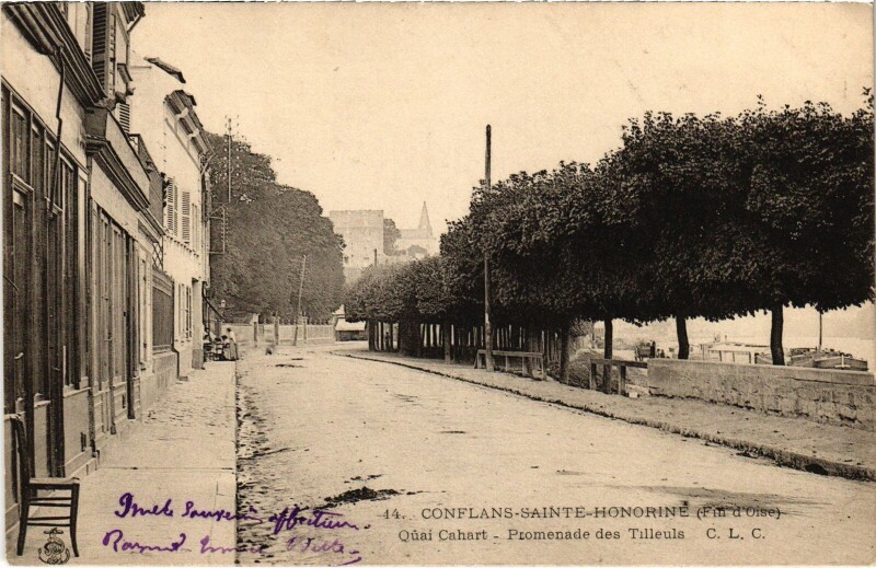 Carte postale ancienne Conflans-Sainte-Honorine Fin-d'Oise - Quai Cahart - Promenade à Conflans-Sainte-Honorine