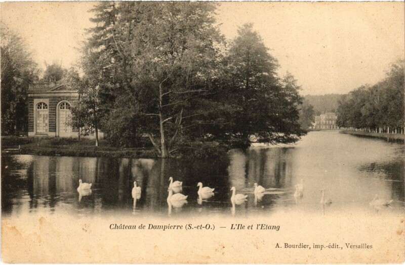 Carte postale ancienne Dampierre Chateau - Ile - Etang