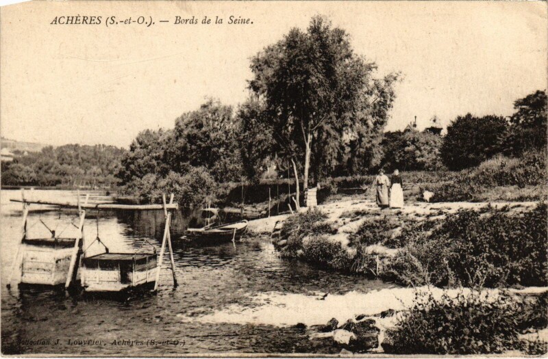 Carte postale ancienne Acheres Bords de la Seine