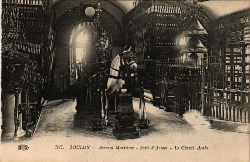 Carte postale ancienne Toulon Arsenal Maritime-Salle d'Armes-Le Cheval arabe à Toulon