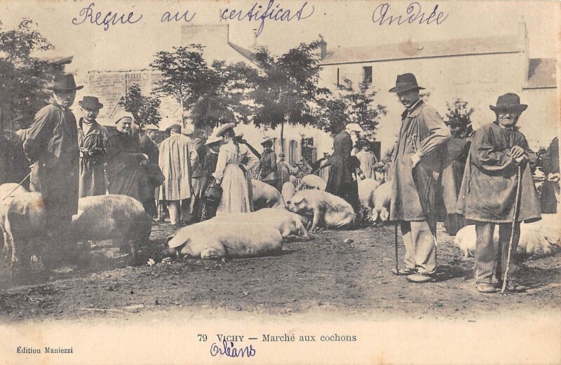 Carte postale ancienne Vichy - Marche Aux Cochons à Vichy