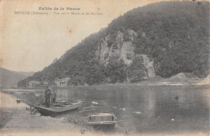 Carte postale ancienne Deville - Vue Sur La Meuse Et Les Rochers - Passeur à Deville