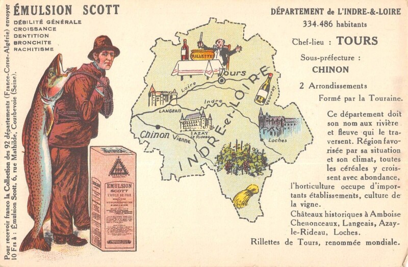Carte postale ancienne Departement De L'Indre Et Loire - Publicite Alcool