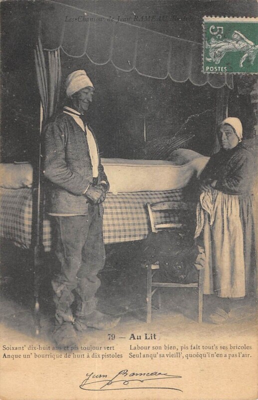 Carte postale ancienne Chansons De Jean Rameau - Au Lit