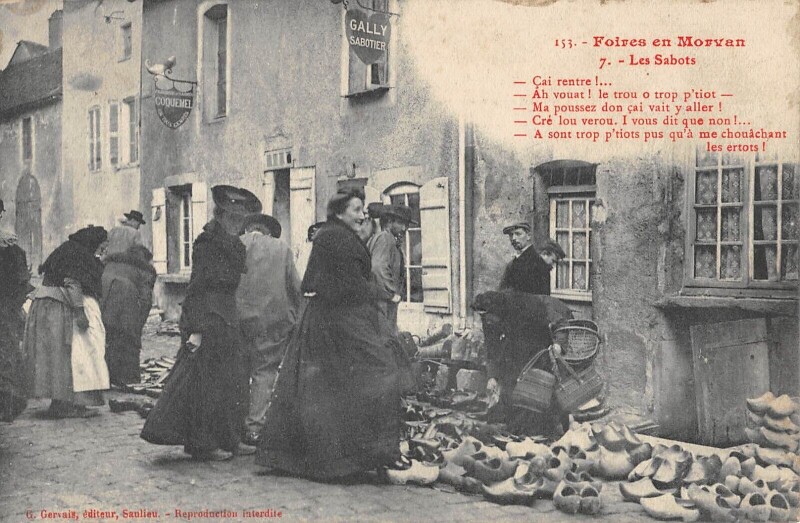 Carte postale ancienne Foires En Morvan - Les Sabots