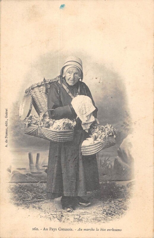Carte postale ancienne Au Pays Creusois - Au Marcha La Biso Enrhoumo