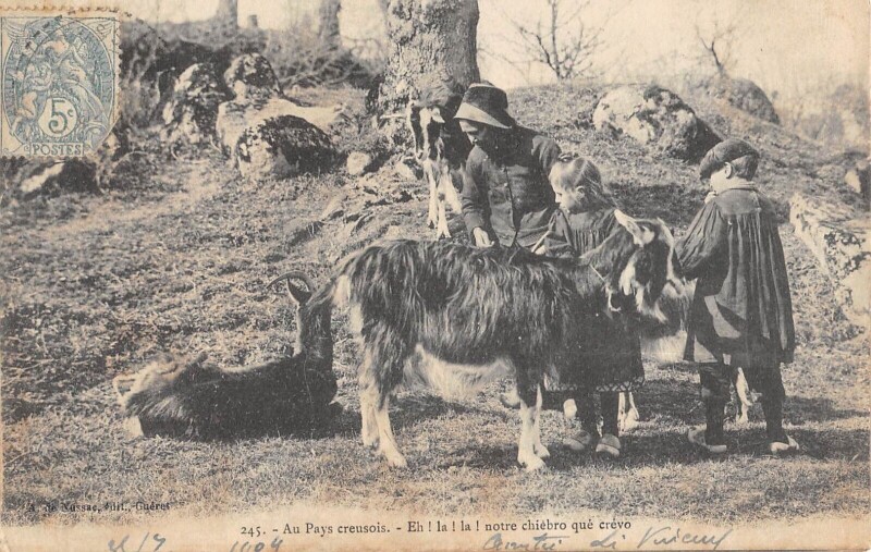 Carte postale ancienne Au Pays Creusois - EH!LA!LA! Notre Chiebro Que Crevo