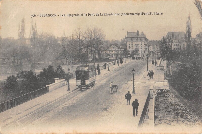 Carte postale ancienne Besancon - Le Chaprais Et Pont De La Republique