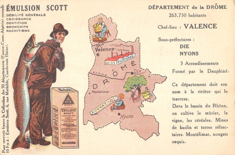 Carte postale ancienne Departement De La Drome - Publicite Alcool