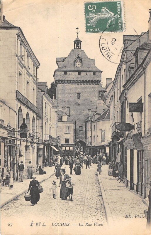 Carte postale ancienne Loches - La Rue Picois à Loches