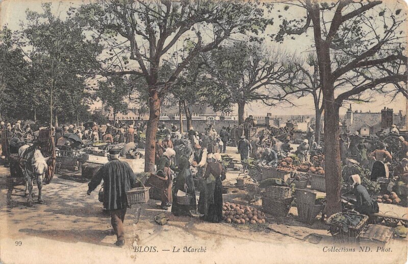 Carte postale ancienne Blois - Le Marche à Blois