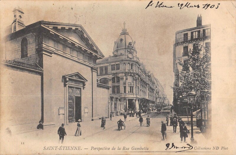 Carte postale ancienne Saint Etienne - Perspective De La Rue Gambetta