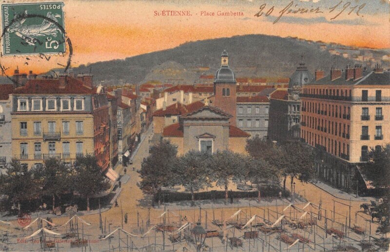 Carte postale ancienne Saint Etienne - Place Gambetta