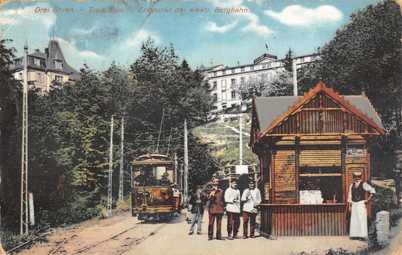 Carte postale ancienne 67 Drei Ahren - Trois Epis - Endpunkt Der Elektr.bergbahn - Tramway