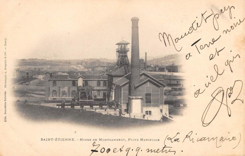 Carte postale ancienne Saint Etienne - Mines De Montrambert - Puits Marseille