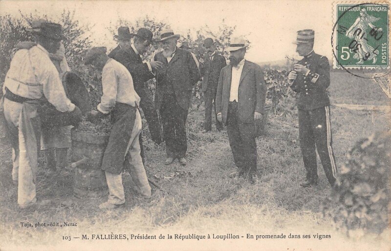 Carte postale ancienne M.fallieres - President A Loupillon - En Promenade Dans Ses Vignes