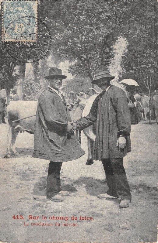 Carte postale ancienne Sur Le Champ De Foire - La Conclusion Du Marche